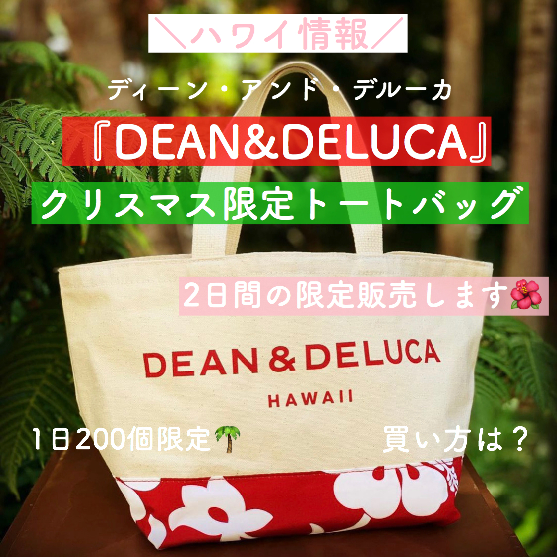 【ハワイ情報】「DEAN&DELUCA(ディーン＆デルーカ)」クリスマス限定トート【販売日は？】